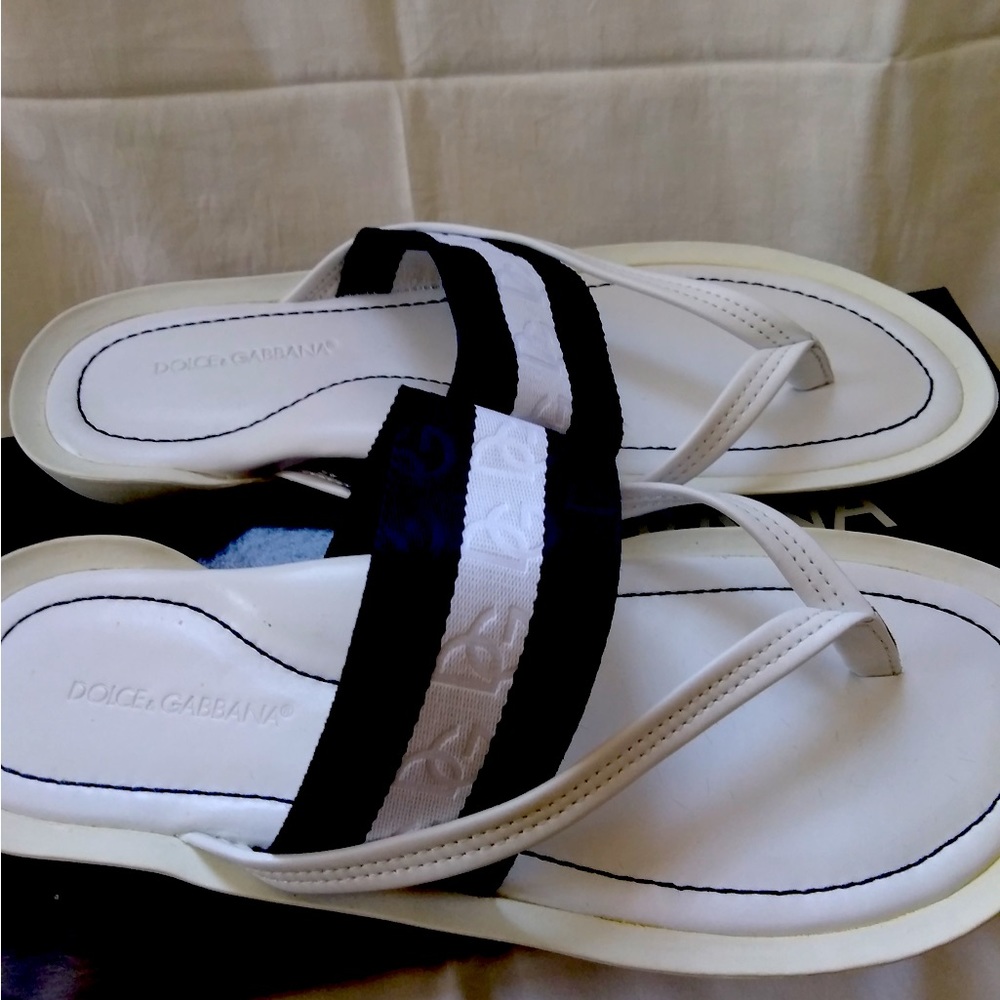 Dolce Gabbana mens slides size11 White with navy